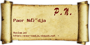Paor Nádja névjegykártya
